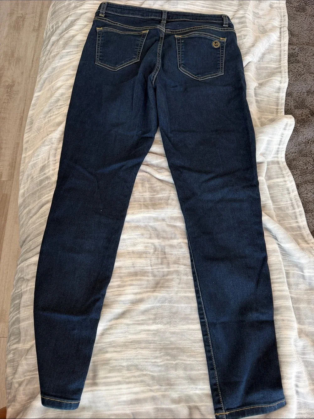 Michael Kors Dark Blue Denim Jeans with Gold Stitching